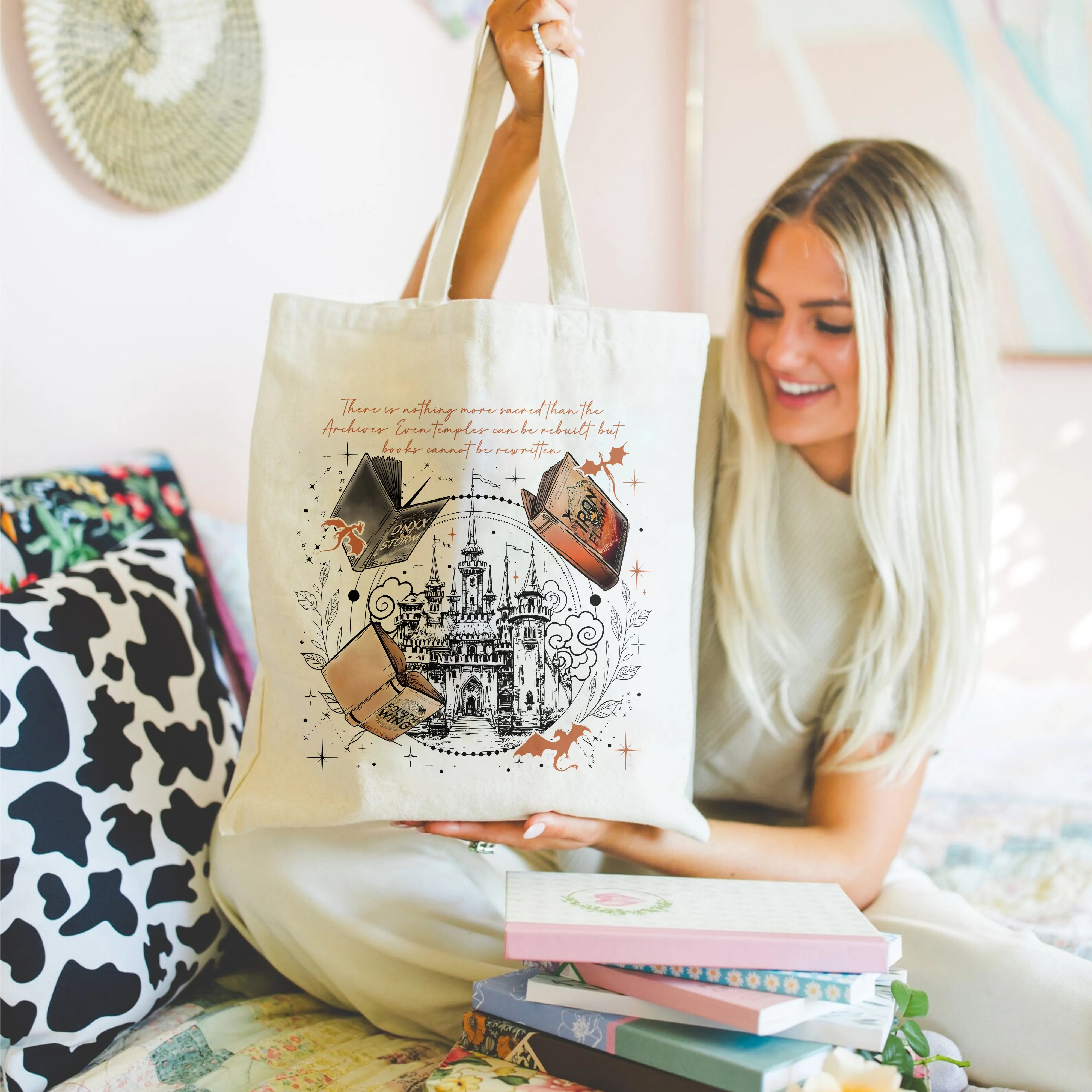 Empyrean Book Castle Tote – Fantasy Reader Bag