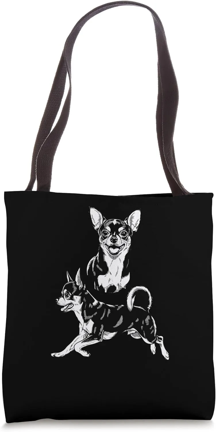 Energetic Happy Chihuahua Portrait Style Tote Bag