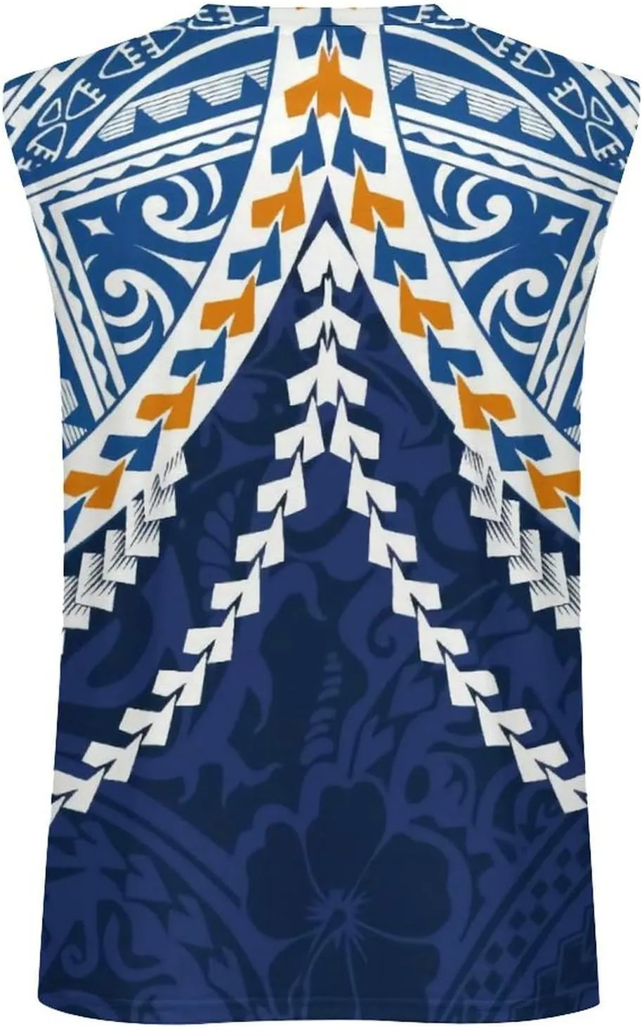 ENLACHIC Men Polynesian Tribal Tattoo Print Muscle Tank Top Sleeveless Gym Shirt Plus Size