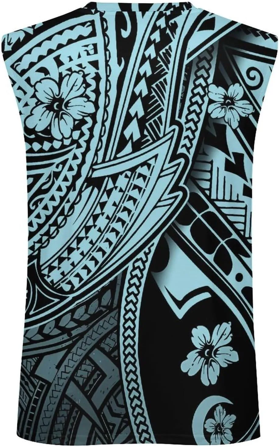 ENLACHIC Men Polynesian Tribal Tattoo Print Muscle Tank Top Sleeveless Gym Shirt Plus Size