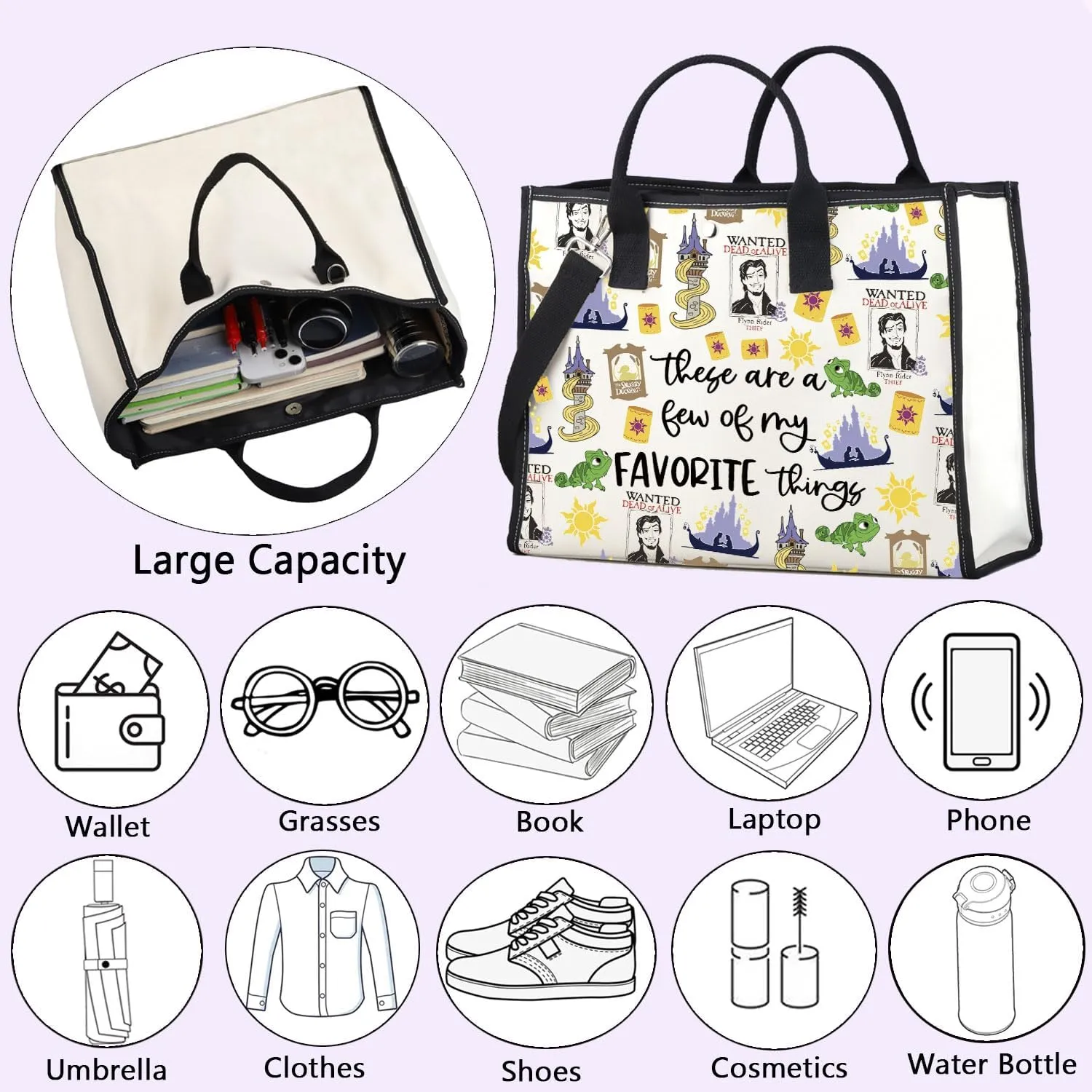 ENSIANTH Princess Merch Fairy Tale Lover-Animal Kingdom Tote Bag Lost Princess Gift Castle Shoulder Bag