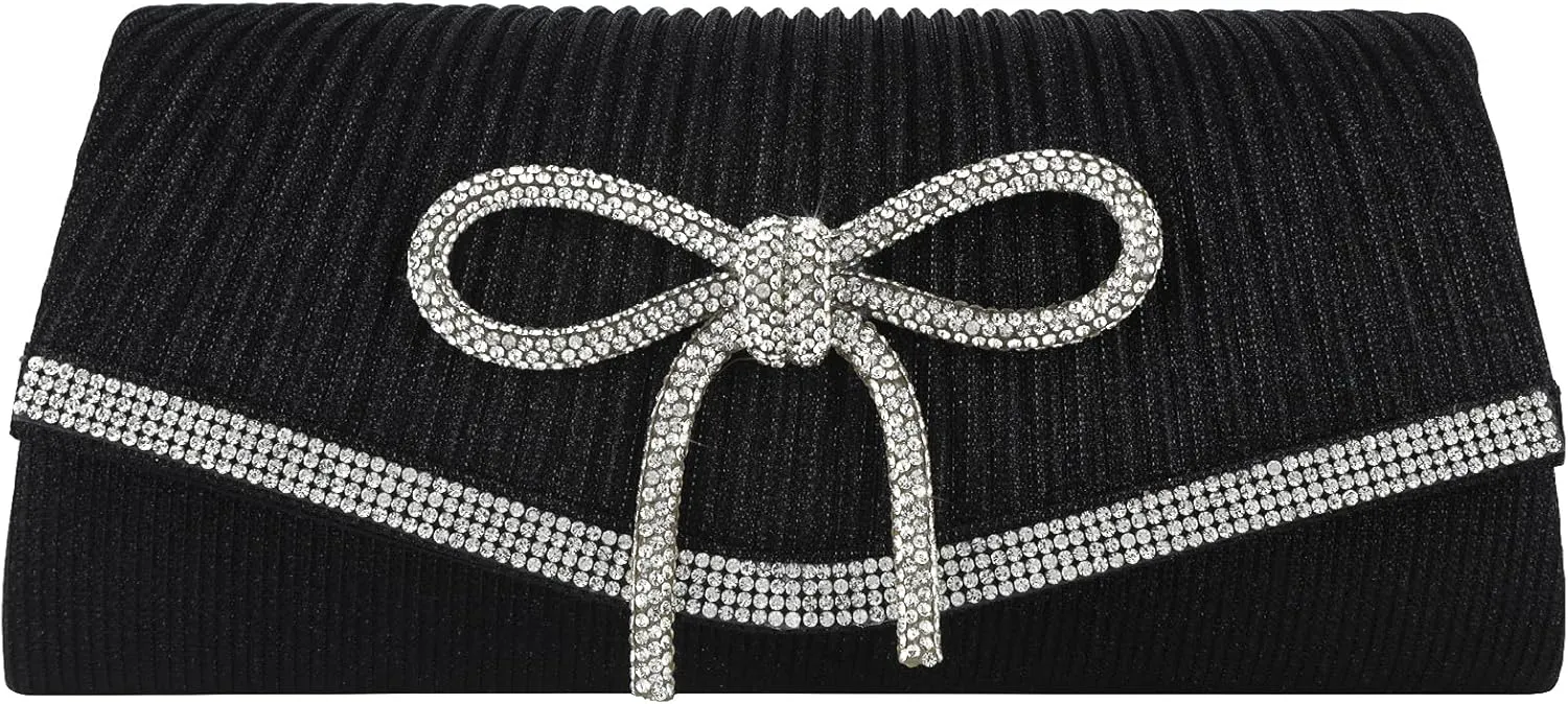 Envelope Clutch Purse Women Rhinestone Bow Sparkly Evening Bag Glitter Wedding Party Prom Handbag