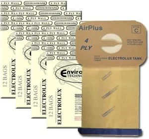 EnviroCare Style C 48 Electrolux Type C Tank Model Vacuum Cleaner Bags 4 Ply, tan