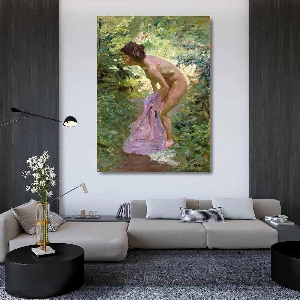 Ernst Burmester 35x48 Huge Gallery Wrapped Canvas Museum Art Print Titled: Girl Hiding in the Bushes
