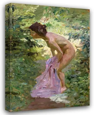 Ernst Burmester 35x48 Huge Gallery Wrapped Canvas Museum Art Print Titled: Girl Hiding in the Bushes