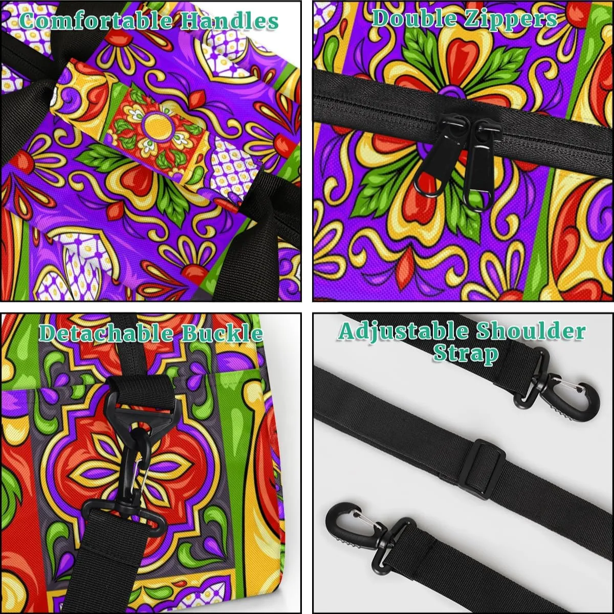 Ethnic Ceramic Mandala Boys Girls Gym Bag Dance Perform Training Duffel Bags Weekender Carry-On Tote Luggage Bag Ideal for School Practice or Overnight Trips