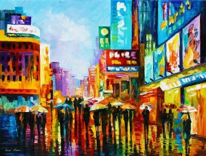 Evening Canvas Art Print Street Artwork By Leonid Afremov | Lights Of Downtown