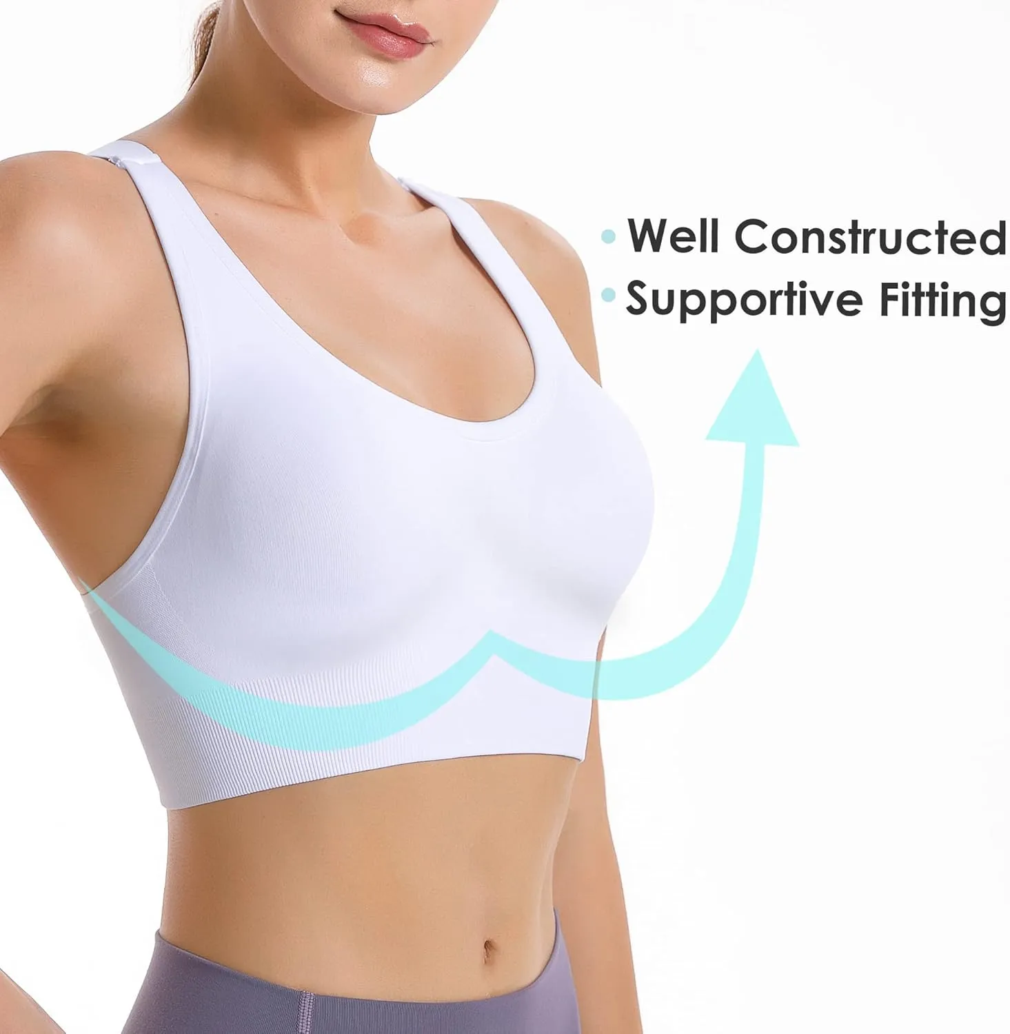 Evercute Sports Bra for Women Padded Medium Support Criss Cross Strappy Bras Seamless High Impact Yoga Exercise Athletic Bras
