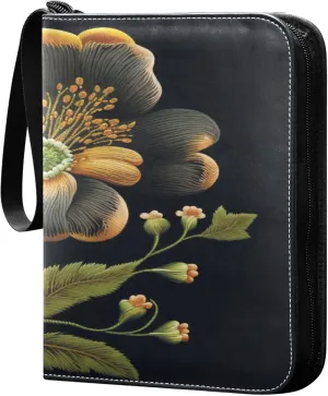 Exnundod 3d Embroidery Flower Trading Card Binder for Cards, Floral Colorful Card Album 4-Pockets for 400 Cards with Removable Sleeves PU Baseball Card Holder Football Sports Card Collection