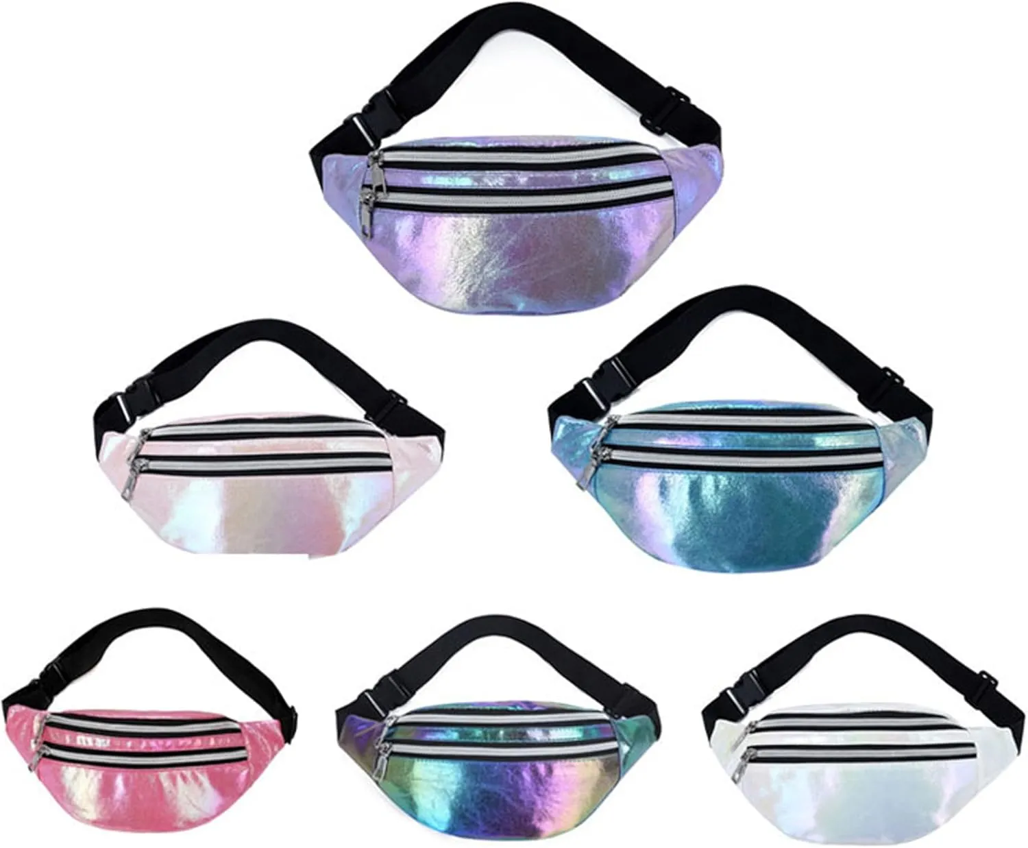 eYLun Women Holographic Fanny Pack Waist Bag Crossbody Bag Shiny Waist Pack Waterproof Bumbag Running and Traveling Purple