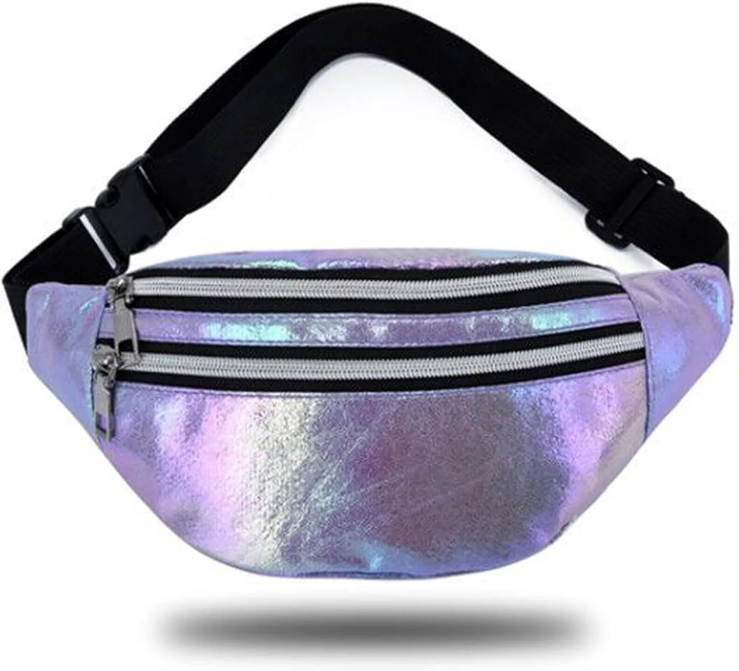 eYLun Women Holographic Fanny Pack Waist Bag Crossbody Bag Shiny Waist Pack Waterproof Bumbag Running and Traveling Purple