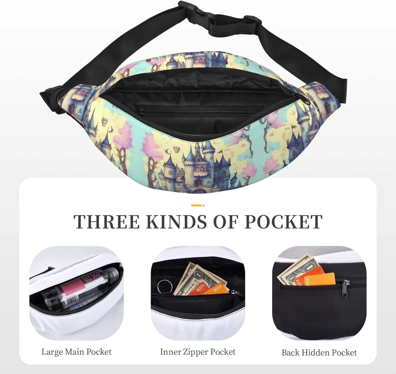 Fairytale Castle Fashion Crossbody Appearance High capacity outdoor with Adjustable Comfortable Work Leisure Versatile, RXZER23