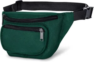 Fanny Pack, MISSMOON 3-Zipper Compartments Adjustable Waist Festival Workout Running Hiking Traveling Walking Sport Fishing Casual Hand-Free Wallets Crossbody Waist Pack Bag For Men Women HUNTER GREEN