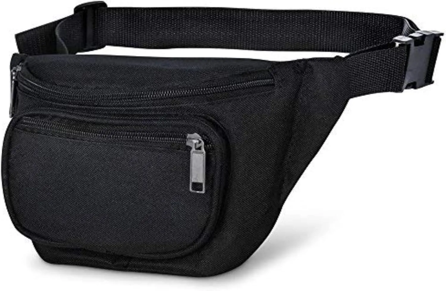 Fanny Pack, MISSMOON 3-Zipper Compartments Adjustable Waist Festival Workout Running Hiking Traveling Walking Sport Fishing Casual Hands-Free Wallets Crossbody Waist Pack Bag For Men Women BLACK