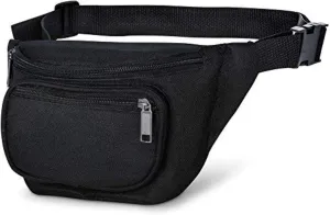 Fanny Pack, MISSMOON 3-Zipper Compartments Adjustable Waist Festival Workout Running Hiking Traveling Walking Sport Fishing Casual Hands-Free Wallets Crossbody Waist Pack Bag For Men Women BLACK