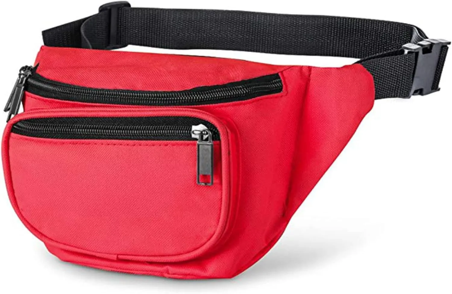 Fanny Pack, MISSMOON 3-Zipper Compartments Adjustable Waist Festival Workout Running Hiking Traveling Walking Sport Fishing Casual Hands-Free Wallets Crossbody Waist Pack Bag For Men Women RED