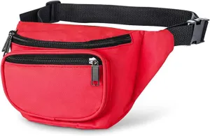 Fanny Pack, MISSMOON 3-Zipper Compartments Adjustable Waist Festival Workout Running Hiking Traveling Walking Sport Fishing Casual Hands-Free Wallets Crossbody Waist Pack Bag For Men Women RED