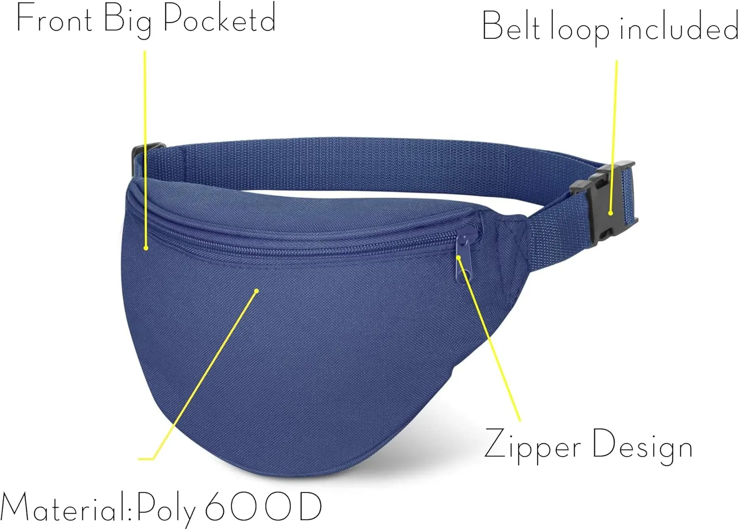 Fanny Pack, MISSMOON Adjustable 2 Zipper Travel Sport Running Hiking Walking Biking Waist Fanny Pack Bag For Woven Men Adult NAVY