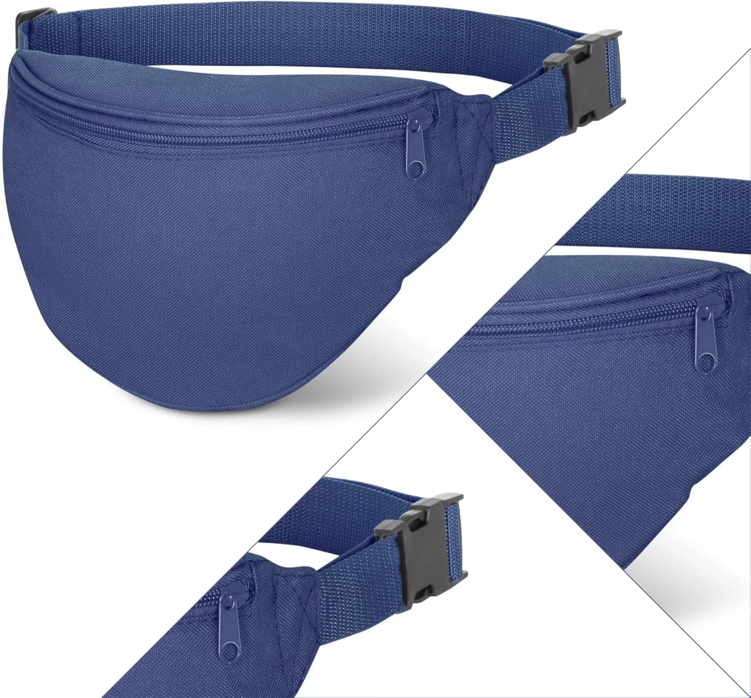 Fanny Pack, MISSMOON Adjustable 2 Zipper Travel Sport Running Hiking Walking Biking Waist Fanny Pack Bag For Woven Men Adult NAVY