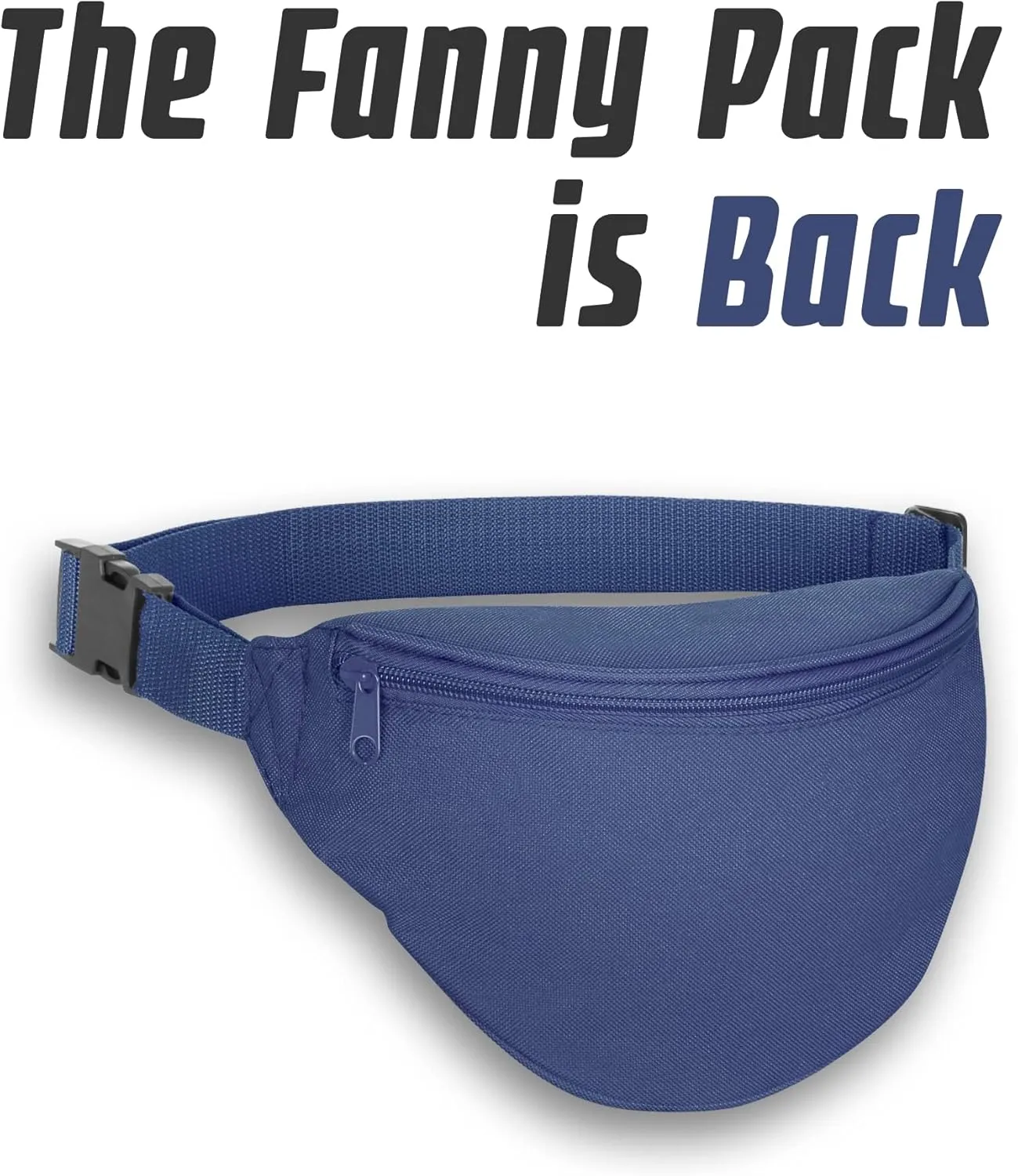 Fanny Pack, MISSMOON Adjustable 2 Zipper Travel Sport Running Hiking Walking Biking Waist Fanny Pack Bag For Woven Men Adult NAVY