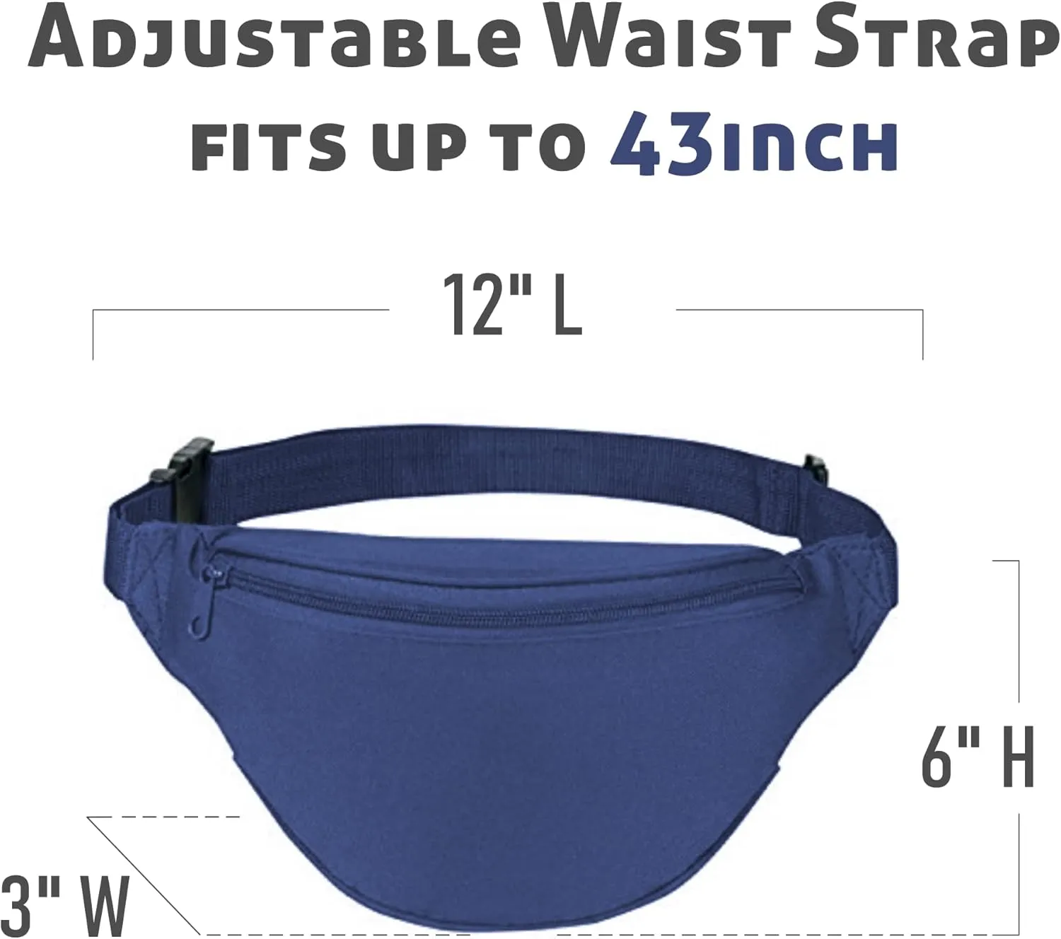 Fanny Pack, MISSMOON Adjustable 2 Zipper Travel Sport Running Hiking Walking Biking Waist Fanny Pack Bag For Woven Men Adult NAVY