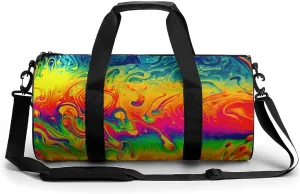 Fantasy Color Neon Pattern Large Capacity Cylindrical Fitness Bag, Hand-held Fitness Bag