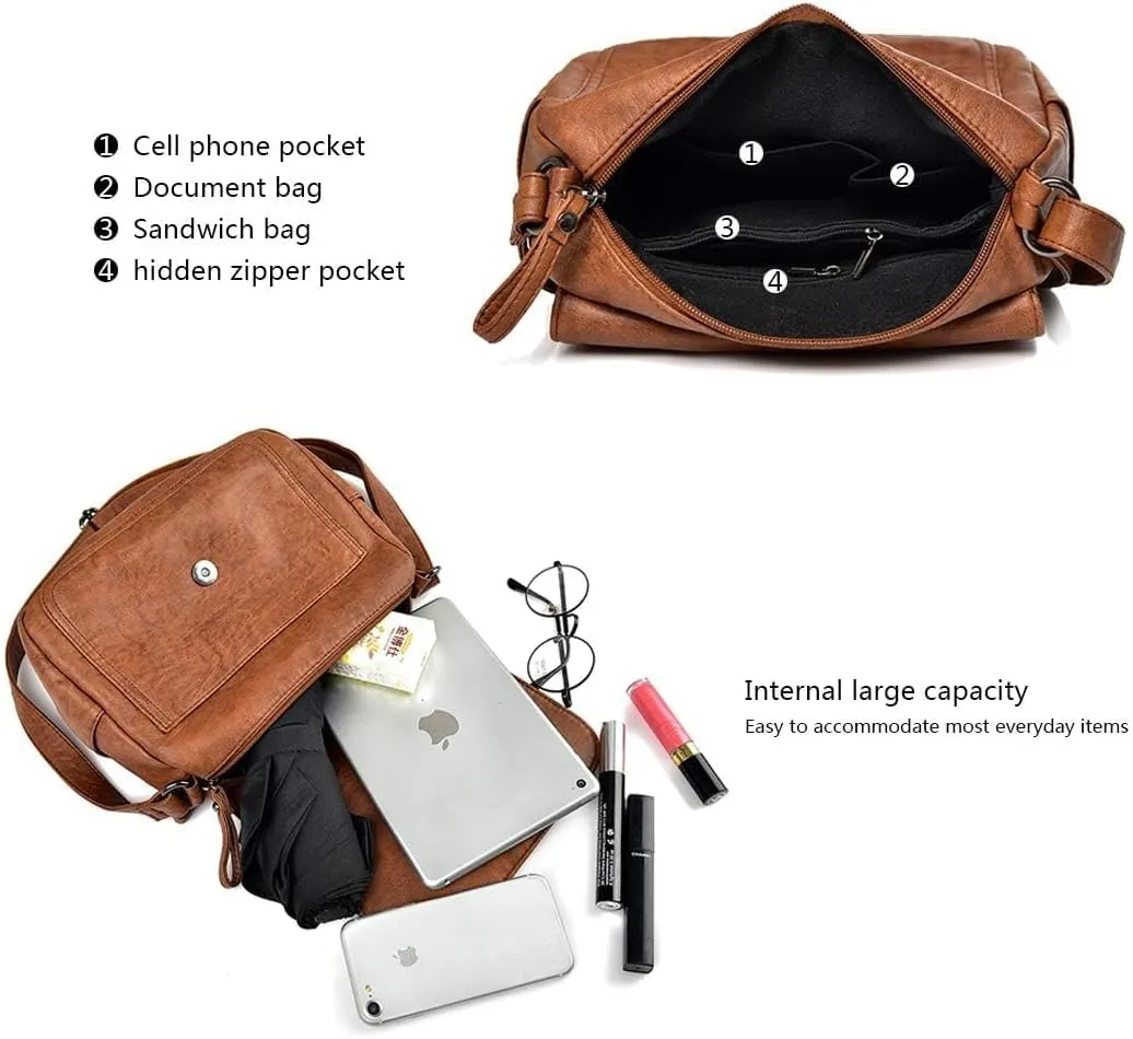 Fashion Crossbody Bag for Women Shoulder Bag PU Leather Purse Vintage Satchel Saddle Tote bag