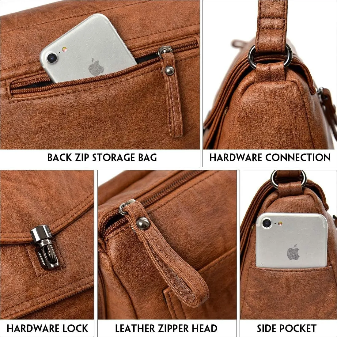 Fashion Crossbody Bag for Women Shoulder Bag PU Leather Purse Vintage Satchel Saddle Tote bag