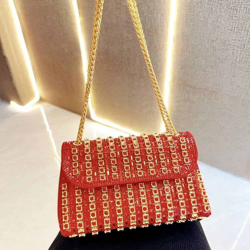 Fashion Dinner Bag Diamond-Encrusted Hand Bag Delicate Senior Sense Square Women's Hand Bag Shoulder Bag Crossbody Bag