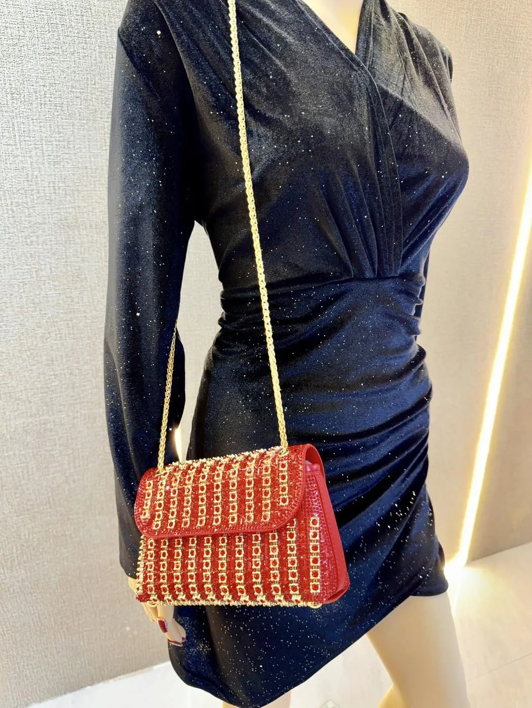 Fashion Dinner Bag Diamond-Encrusted Hand Bag Delicate Senior Sense Square Women's Hand Bag Shoulder Bag Crossbody Bag