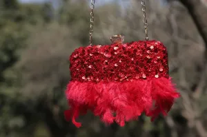 Feather Clutch In Red