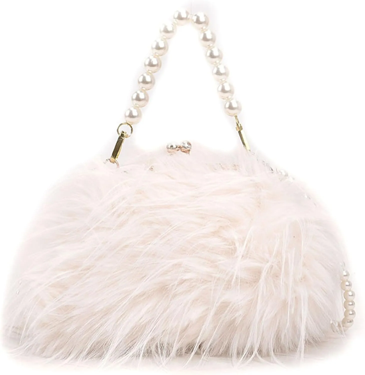 Feather Purse Clutch For Women Ostrich Feather Handbag Shoulder Crossbody Evening Bag