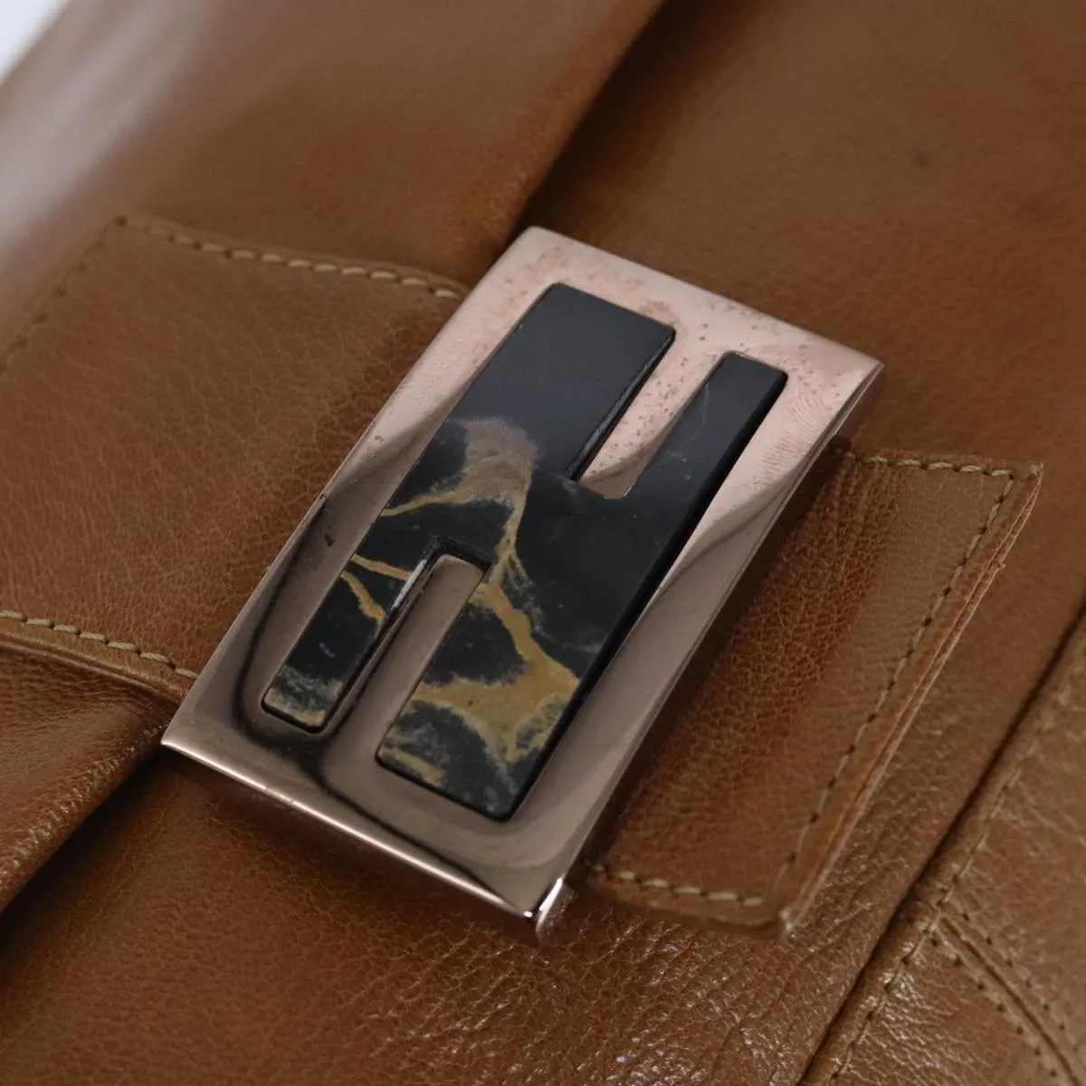 FENDI big Mamma bucket Shoulder Bag Leather Brown