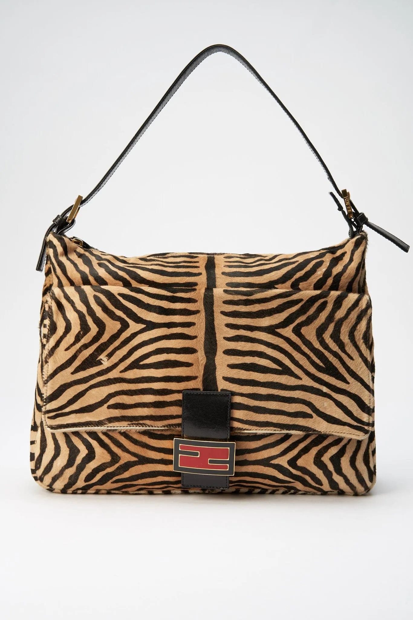 Fendi Vintage Large Mamma Baguette in Zebra Print Calf Hair