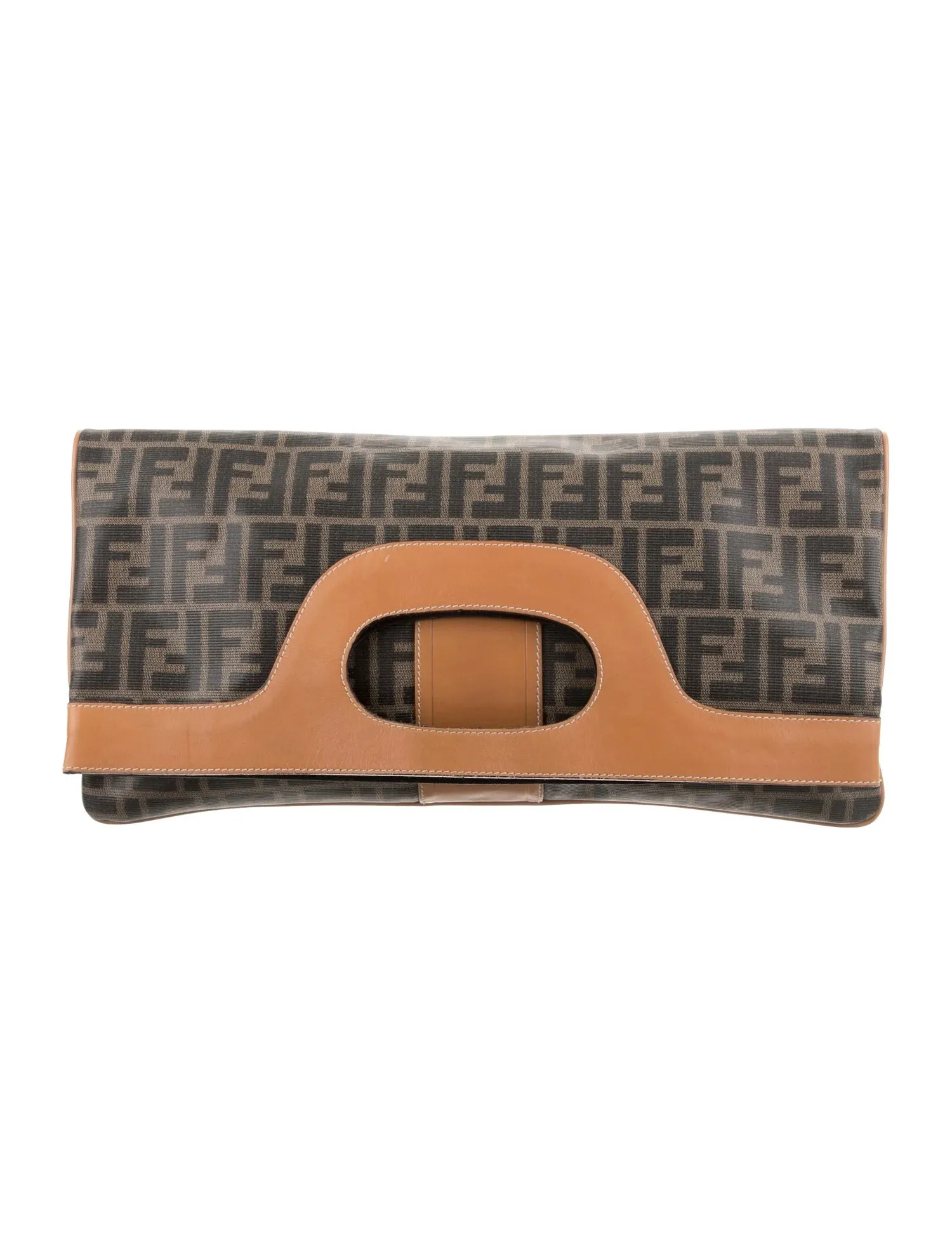 FENDI VINTAGE ZUCCA FOLD-OVER CONVERTIBLE CLUTCH TOTE BAG