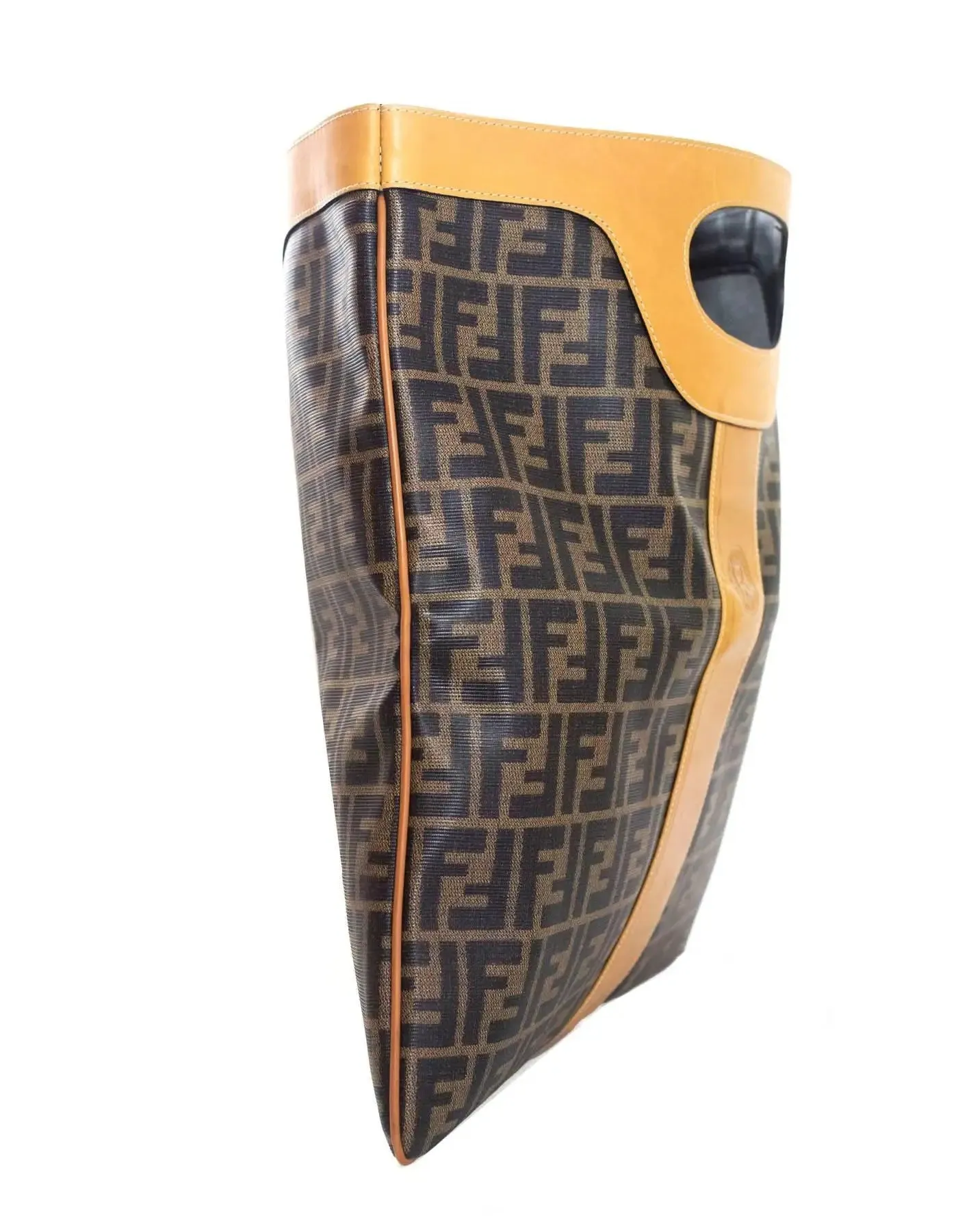 FENDI VINTAGE ZUCCA FOLD-OVER CONVERTIBLE CLUTCH TOTE BAG