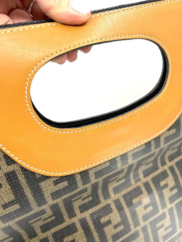 FENDI VINTAGE ZUCCA FOLD-OVER CONVERTIBLE CLUTCH TOTE BAG