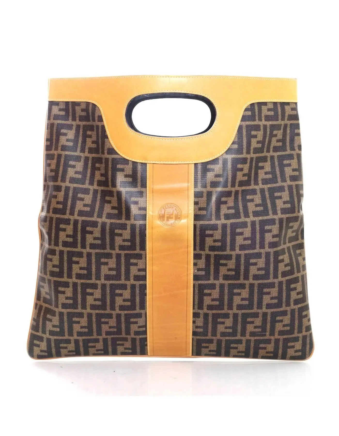 FENDI VINTAGE ZUCCA FOLD-OVER CONVERTIBLE CLUTCH TOTE BAG