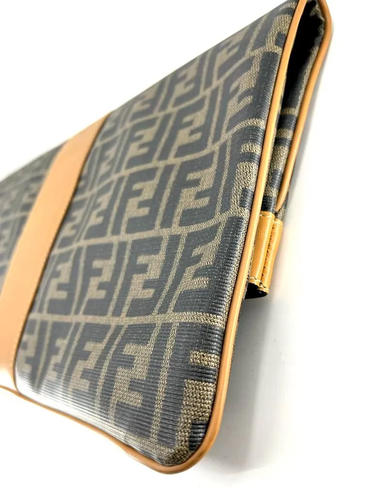 FENDI VINTAGE ZUCCA FOLD-OVER CONVERTIBLE CLUTCH TOTE BAG