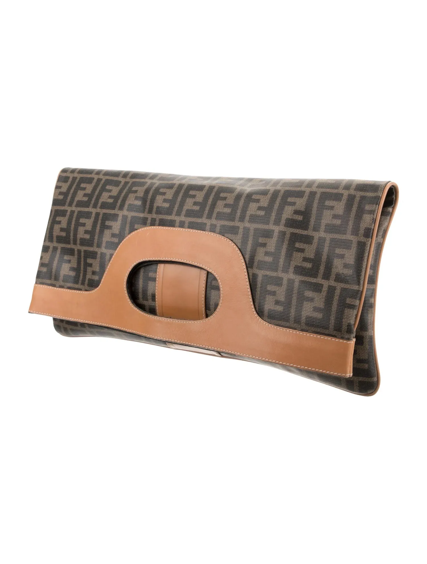 FENDI VINTAGE ZUCCA FOLD-OVER CONVERTIBLE CLUTCH TOTE BAG