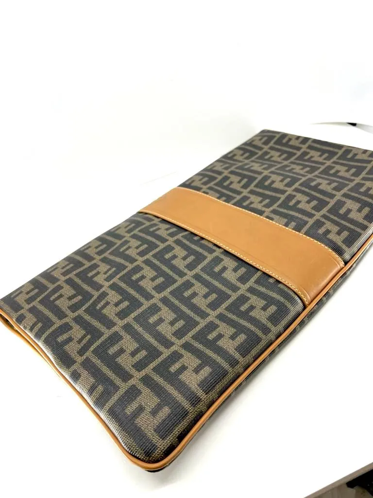 FENDI VINTAGE ZUCCA FOLD-OVER CONVERTIBLE CLUTCH TOTE BAG
