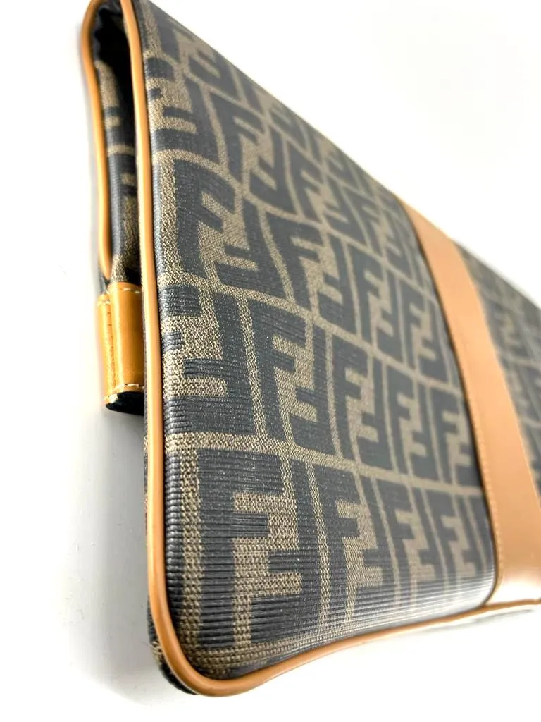 FENDI VINTAGE ZUCCA FOLD-OVER CONVERTIBLE CLUTCH TOTE BAG