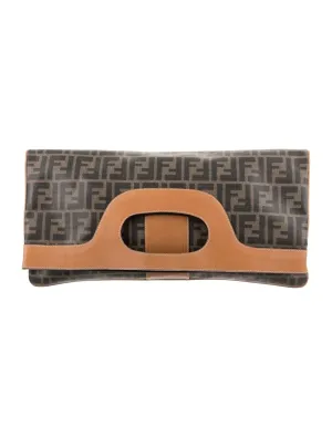 FENDI VINTAGE ZUCCA FOLD-OVER CONVERTIBLE CLUTCH TOTE BAG