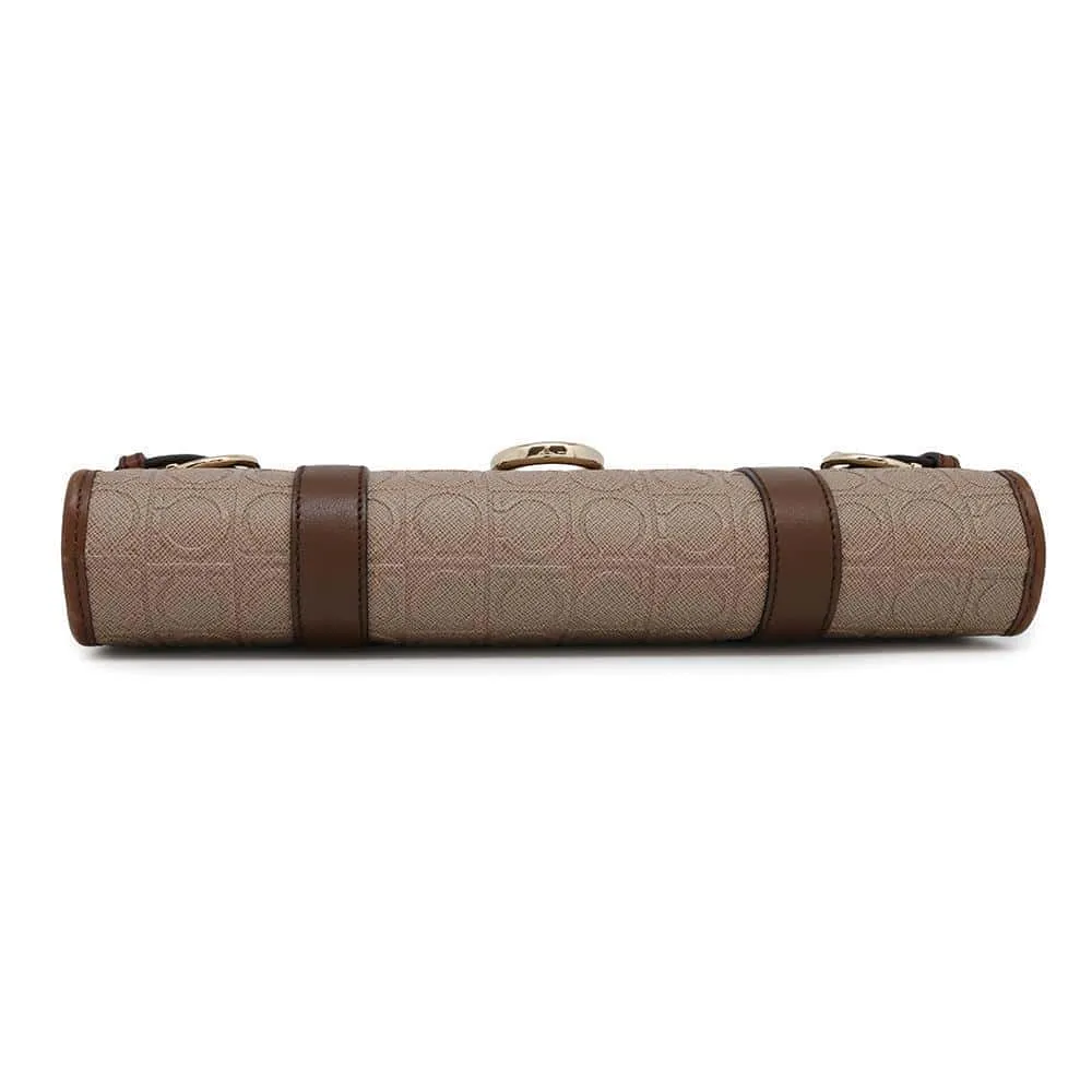 Ferragamo Gancini Shoulder Bag Jasmin Flower/Brown Leather