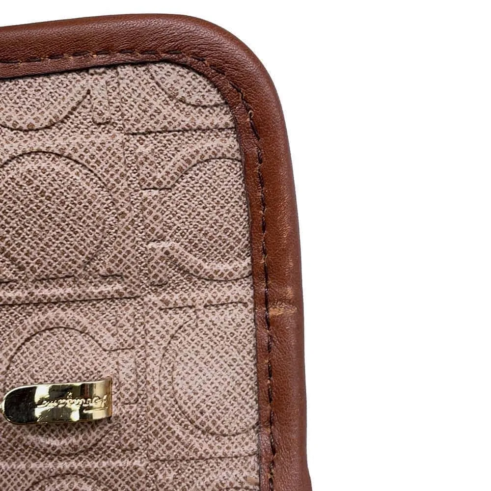 Ferragamo Gancini Shoulder Bag Jasmin Flower/Brown Leather