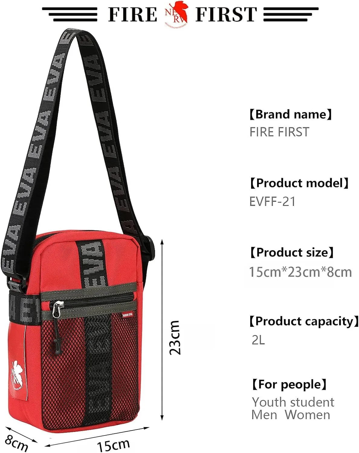 FIREFIRST Neon Genesis Evangelion Shoulder Bag RADIO EVA 10th Anniversary Evangelion Merch Crossbody Bag Worn by Asuka