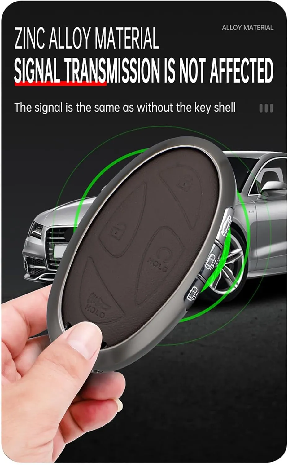 Fit for Hyundai IONIQ 6 Key Fob Cover Leather Keychain Full Cover Key Case Fit for Hyundai Ioniq 6 Grandeur GN7 KONA 2023 2024 Metal Key fob Cover 7 Button Black