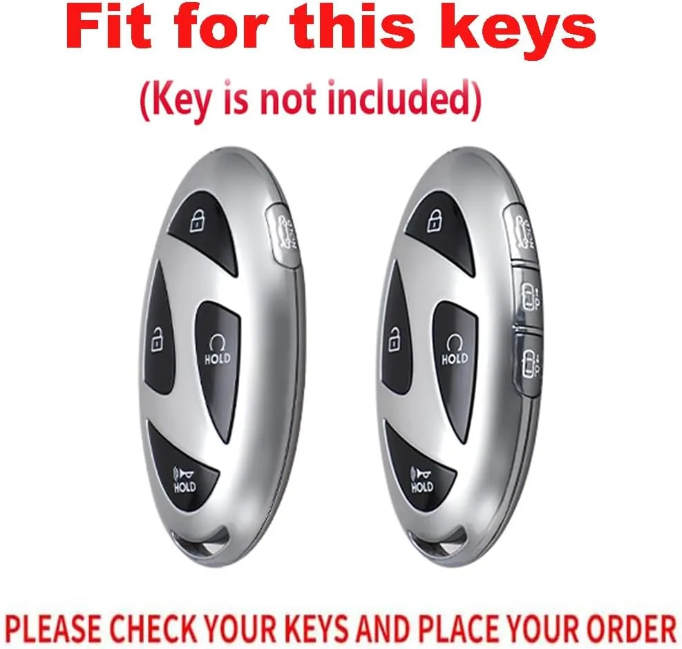 Fit for Hyundai IONIQ 6 Key Fob Cover Leather Keychain Full Cover Key Case Fit for Hyundai Ioniq 6 Grandeur GN7 KONA 2023 2024 Metal Key fob Cover 7 Button Black