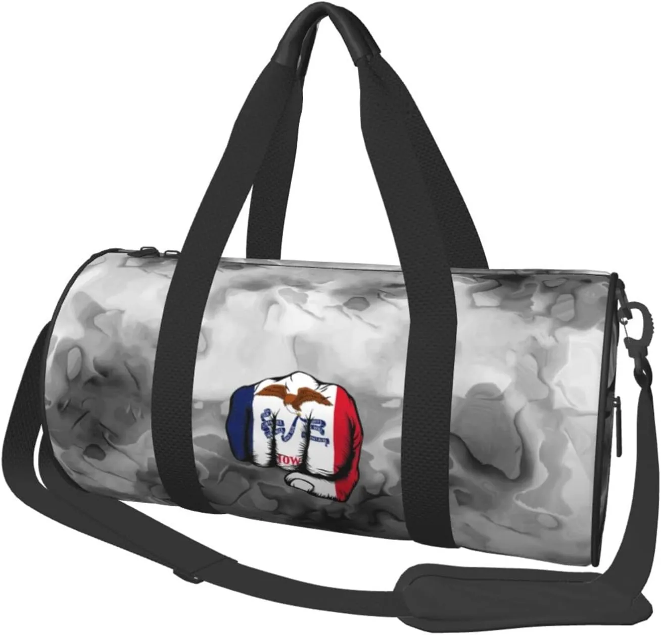 Flag of Iowa Fist Power Convertible Garment Bag with Shoulder Strap, Carry on Garment Duffel Bag for Men Women - Rolling Foldable for Travel Luggage Bags (Black)