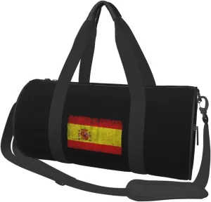 Flag of Spain Convertible Garment Bag with Shoulder Strap, Carry on Garment Duffel Bag for Men Women - Rolling Foldable for Travel Luggage Bags (Black)